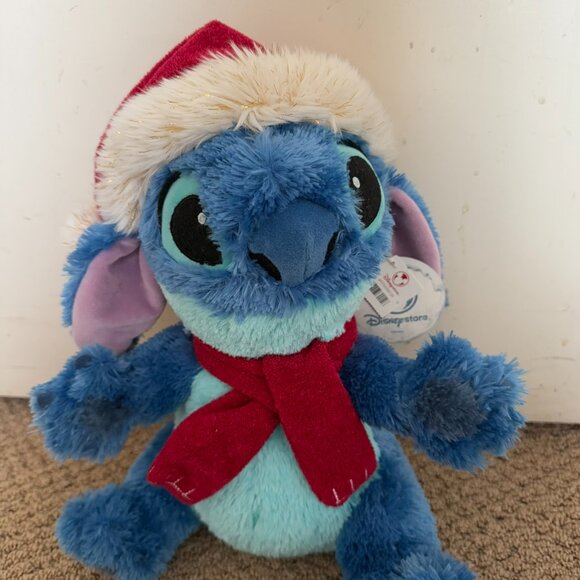 DISNEY STORE Stitch Santa Plush Christmas Stuffed Lilo NWT Scarf Hat Whip - Picture 2 of 9